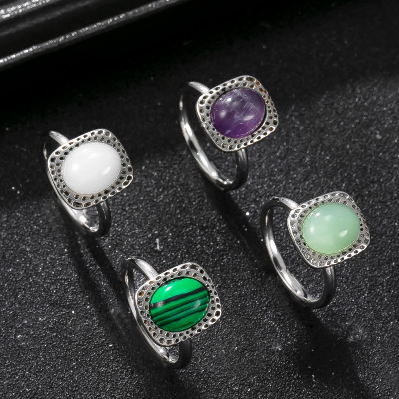 Anillo De Acero Inoxidable Con Piedra Natural Ovalada Para Hombre