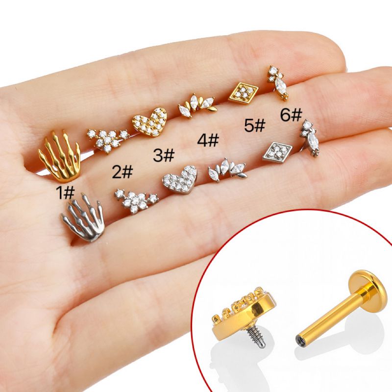 Piercing Para El Labio Con Forma De Flor De Diamante En Acero Inoxidable Con Forma De Corazón