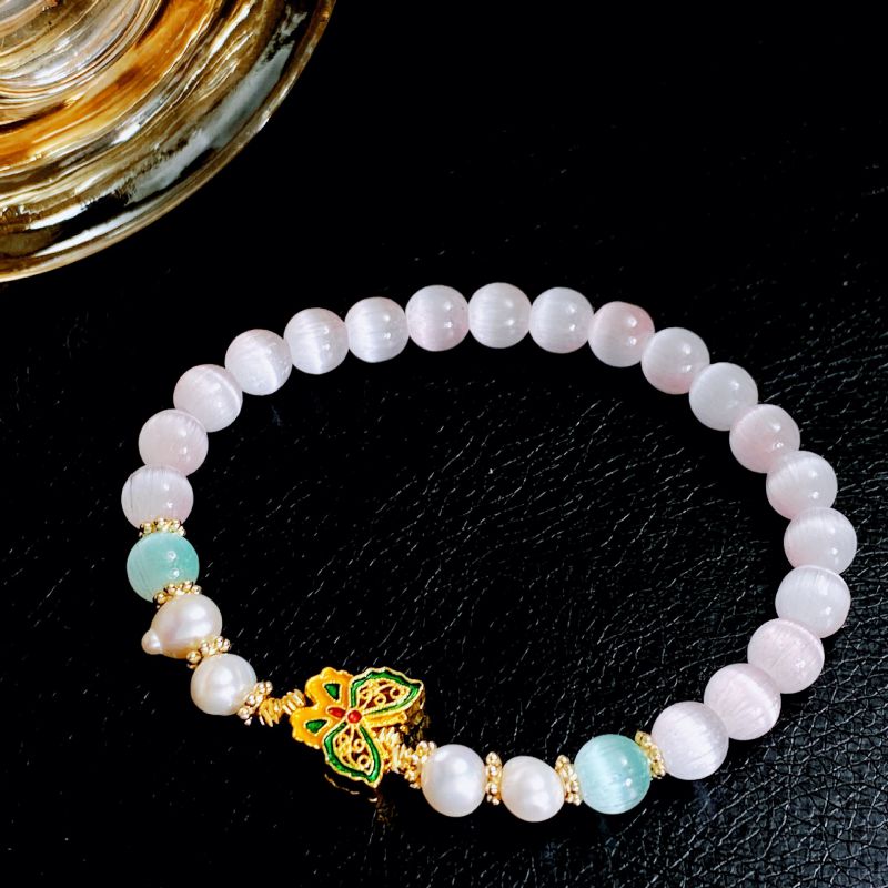 Pulsera De Mariposa Con Cuentas De Ojo De Gato
