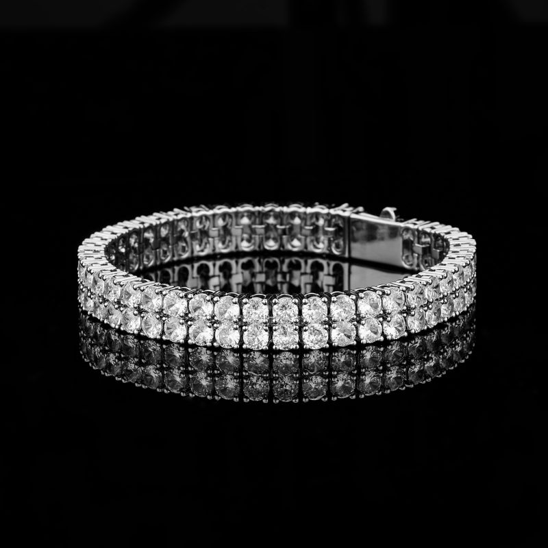Rose Gold (buckle) Copper Round Diamond Double-layer Men's Bracelet