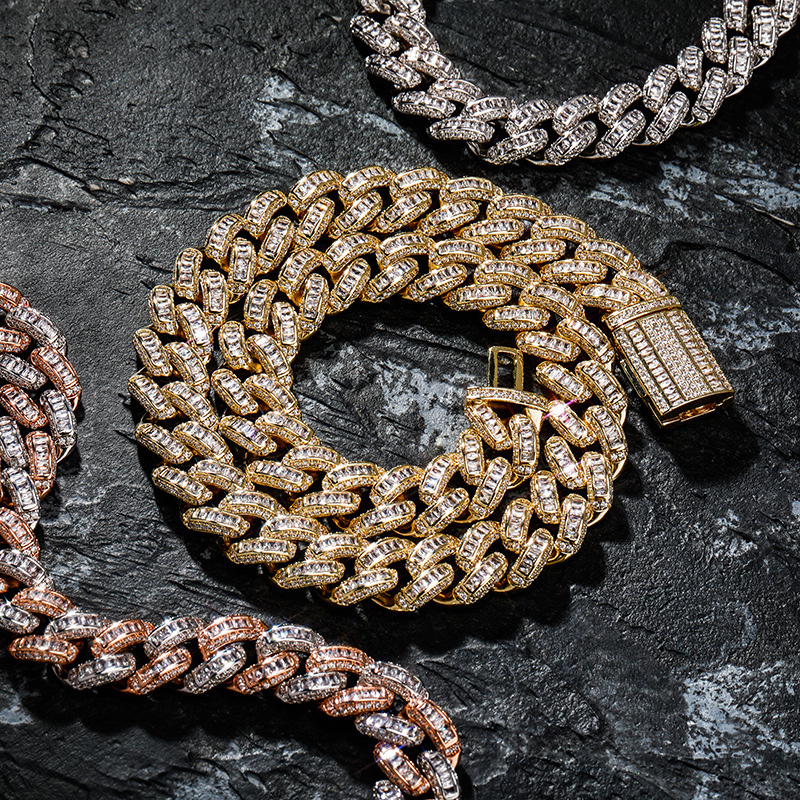 Rose Gold Copper Plated Gold Diamond Geometric Men's Necklace