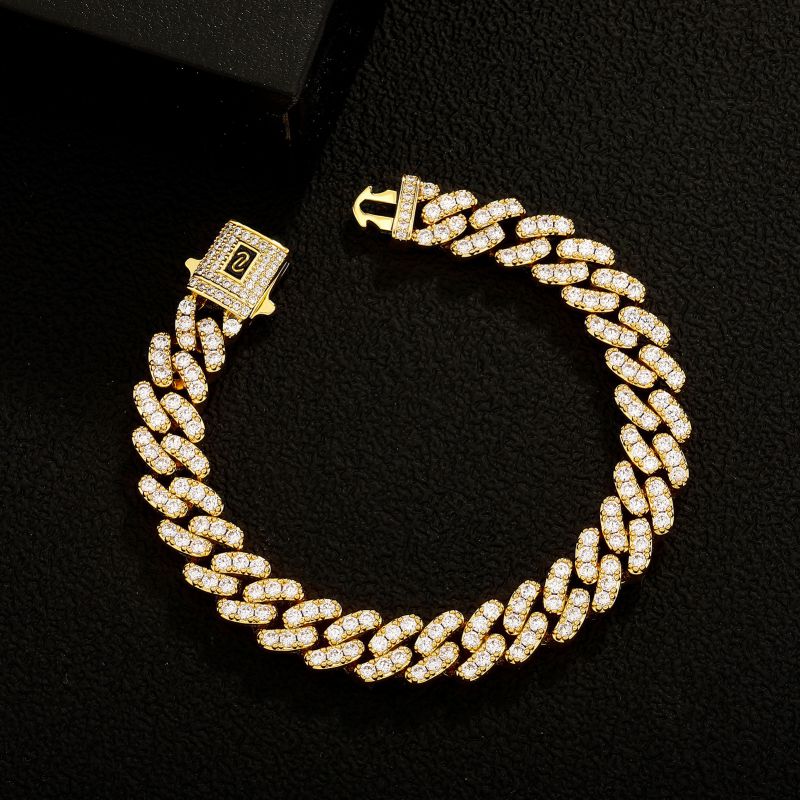 8mm Cuban Chain (gold) Copper Diamond Geometric Men's Anklet
