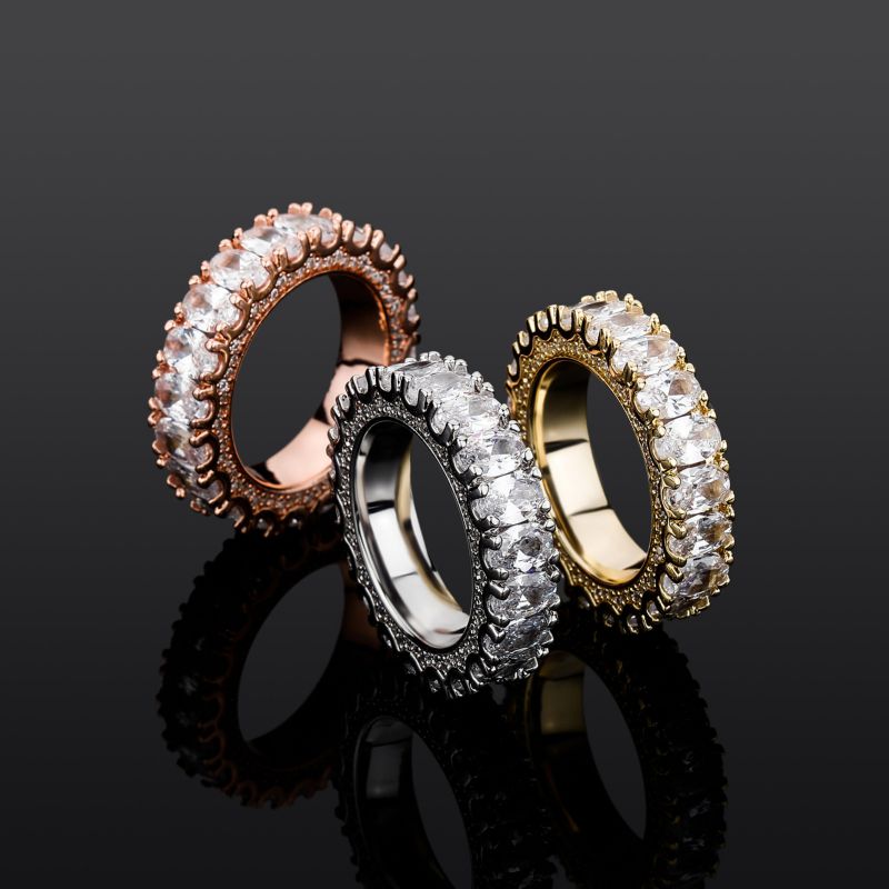 Rose Gold Copper Oval Diamond Round Men's Ring