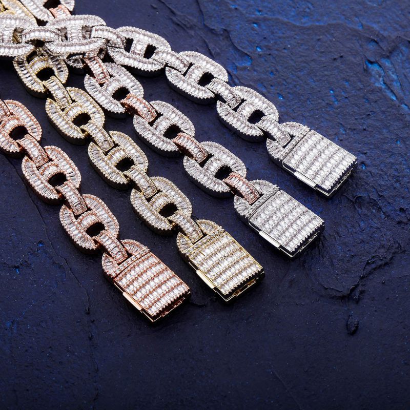 Two-color Copper And Diamond Pig Nose Men's Necklace