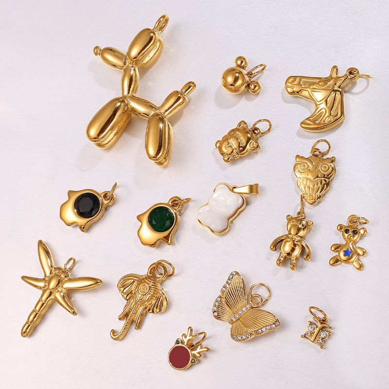 Pendant 4# Stainless Steel Bear Elk Dragonfly And Elephant Pendant (without Chain)