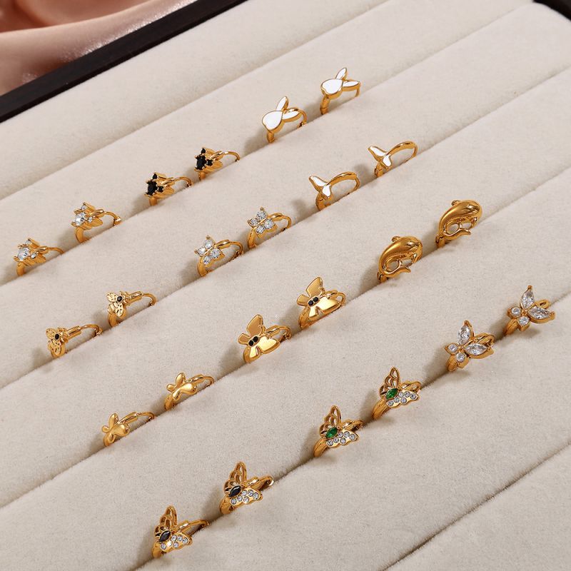 Pendientes De Acero De Titanio Con Forma De Delfín Cola De Pez Conejo Y Abeja