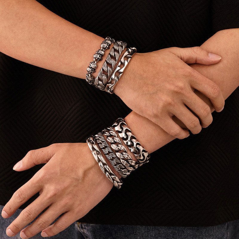 Bracelet 1# Stainless Steel Geometric Round Chain Men's Bracelet
