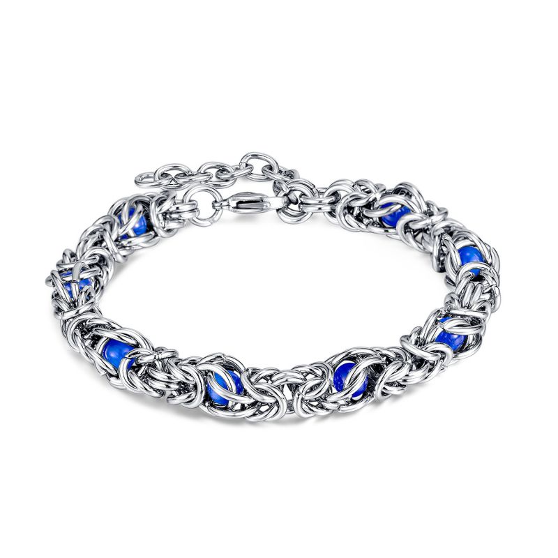 Steel Bracelet Dark Blue Stainless Steel Geometric Men's Bracelet