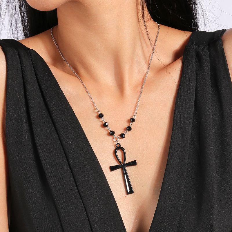 Collar De Cruz De Doble Capa De Aleación
