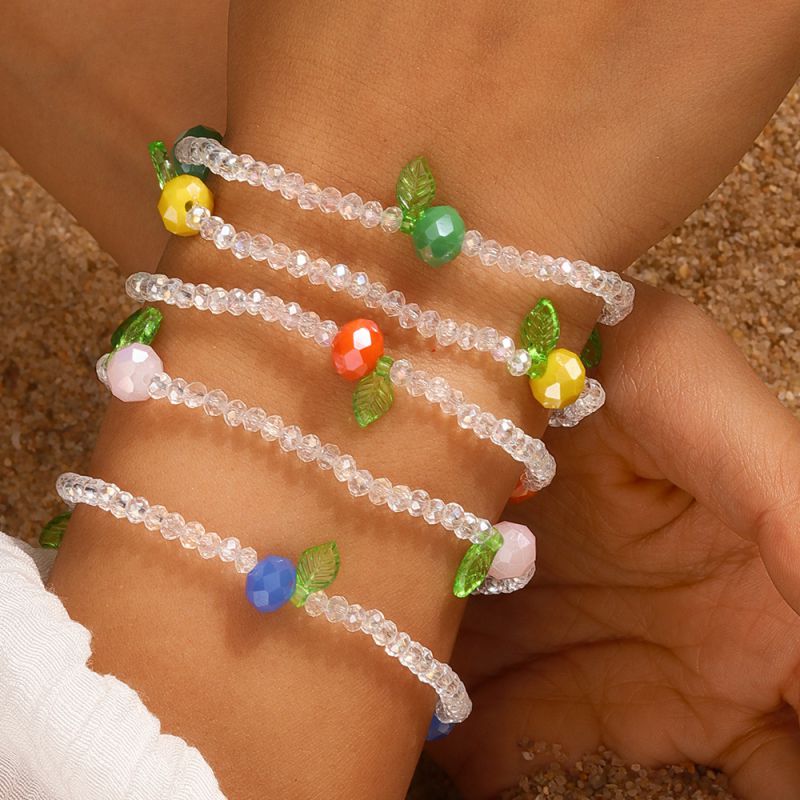 Conjunto De Pulseras De Frutas Con Cuentas De Vidrio
