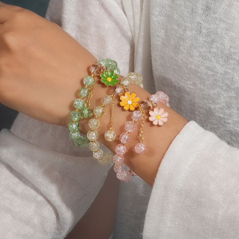 Pulsera De Cuentas De Flores De Aleación
