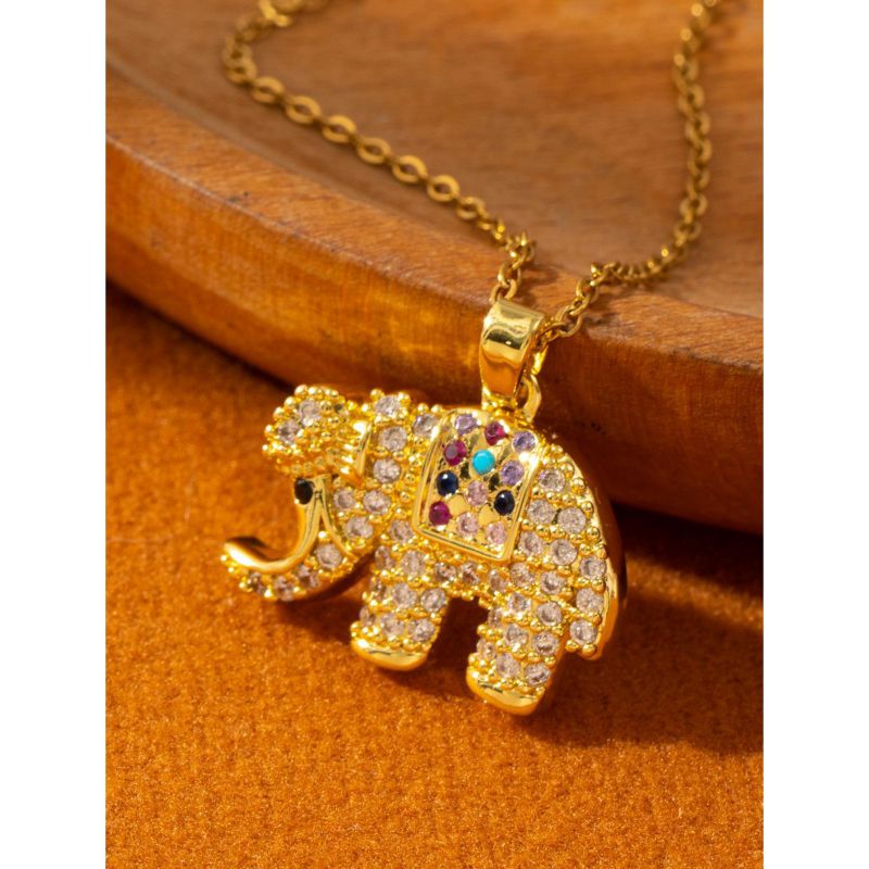 Collar De Elefante De Cobre Y Diamantes