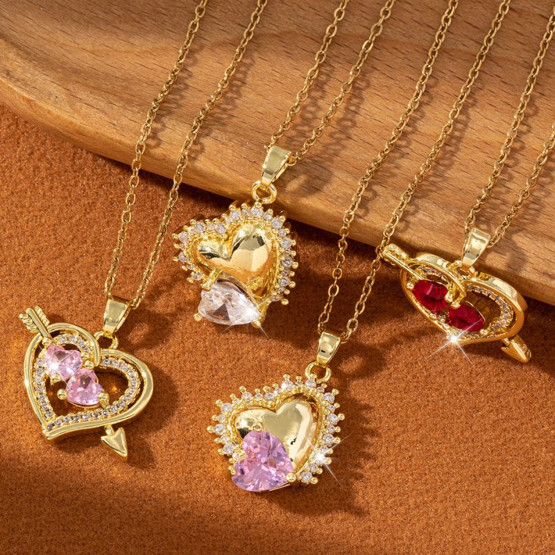 Collar De Corazón De Diamantes De Cobre