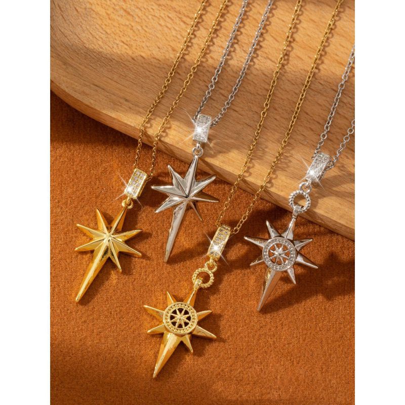 Collar De Estrella De Seis Puntas Con Diamantes De Cobre