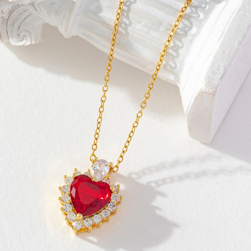 Collar De Corazón De Diamantes De Cobre