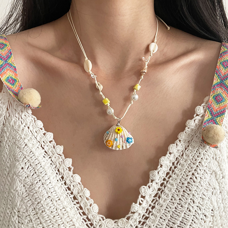 Collar De Conchas Y Flores