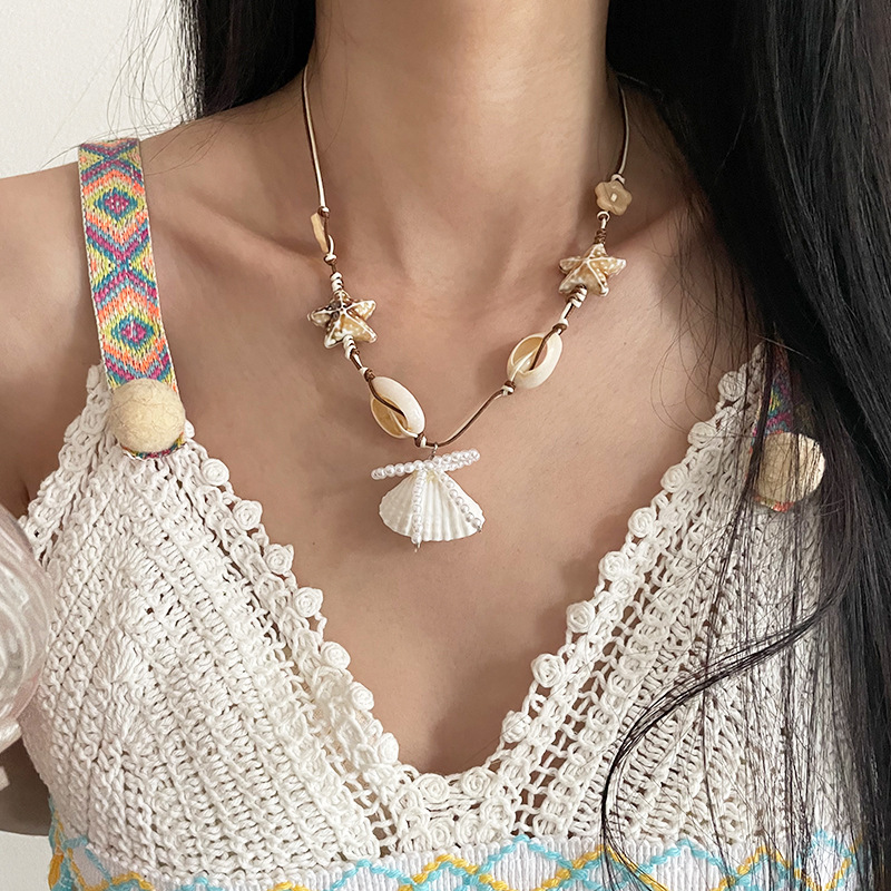 Collar Extraíble De Conchas Y Estrellas De Mar