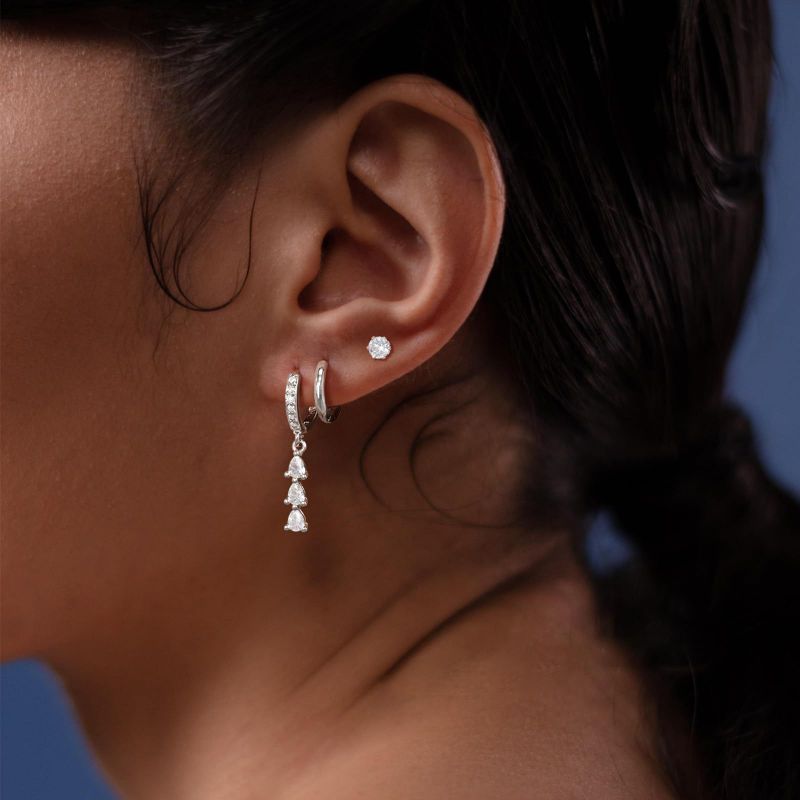 Juego De Pendientes Colgantes De Cobre Y Diamantes