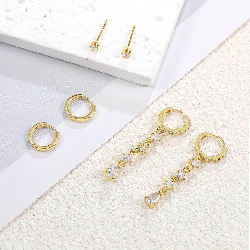 Juego De Pendientes Colgantes De Cobre Y Diamantes