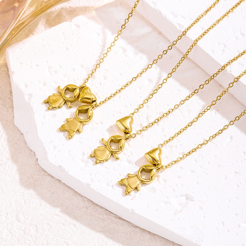 Collar De Corazón De Acero De Titanio Para Niños Y Niñas