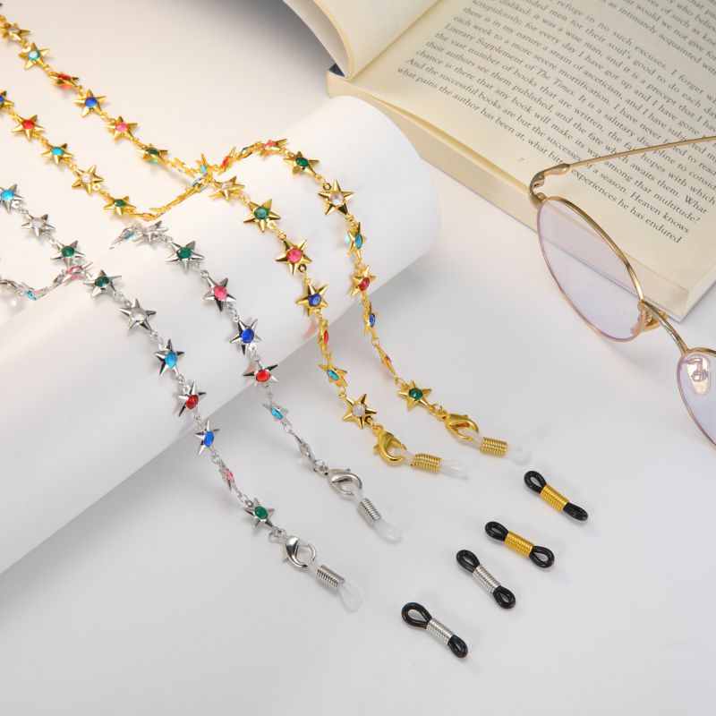 Cadena Para Gafas Con Forma De Estrella De Cristal De Cobre