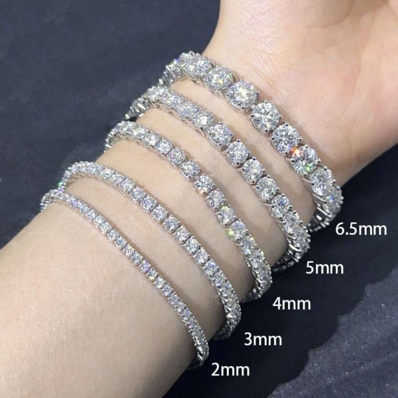5mm D Color Moissanite 23cm Silver Diamond Claw Chain Bracelet For Men