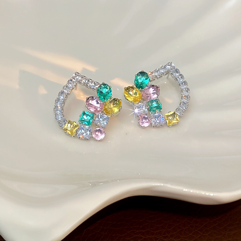 Pendientes Geométricos De Diamantes De Cobre