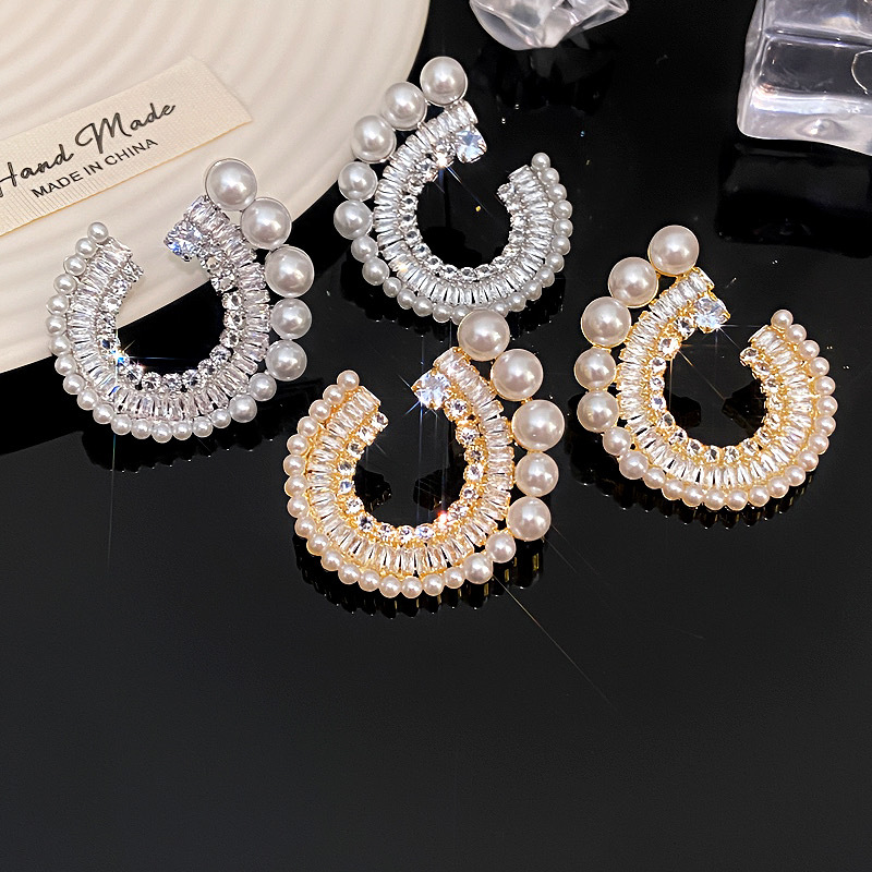 Pendientes De Perlas De Cobre Y Diamantes