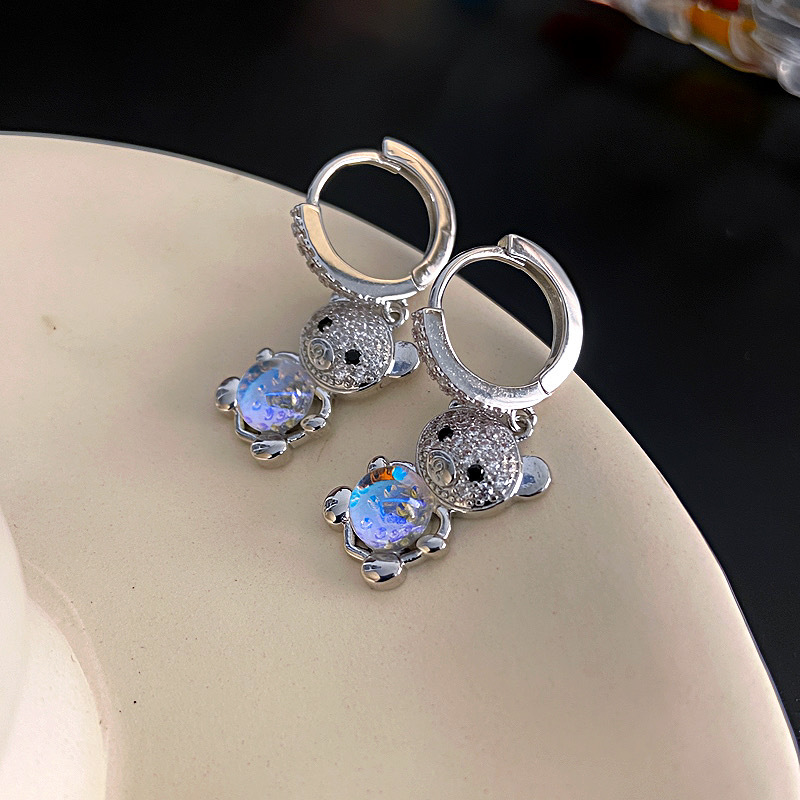 Pendientes De Aro Con Forma De Oso De Cobre Y Diamantes