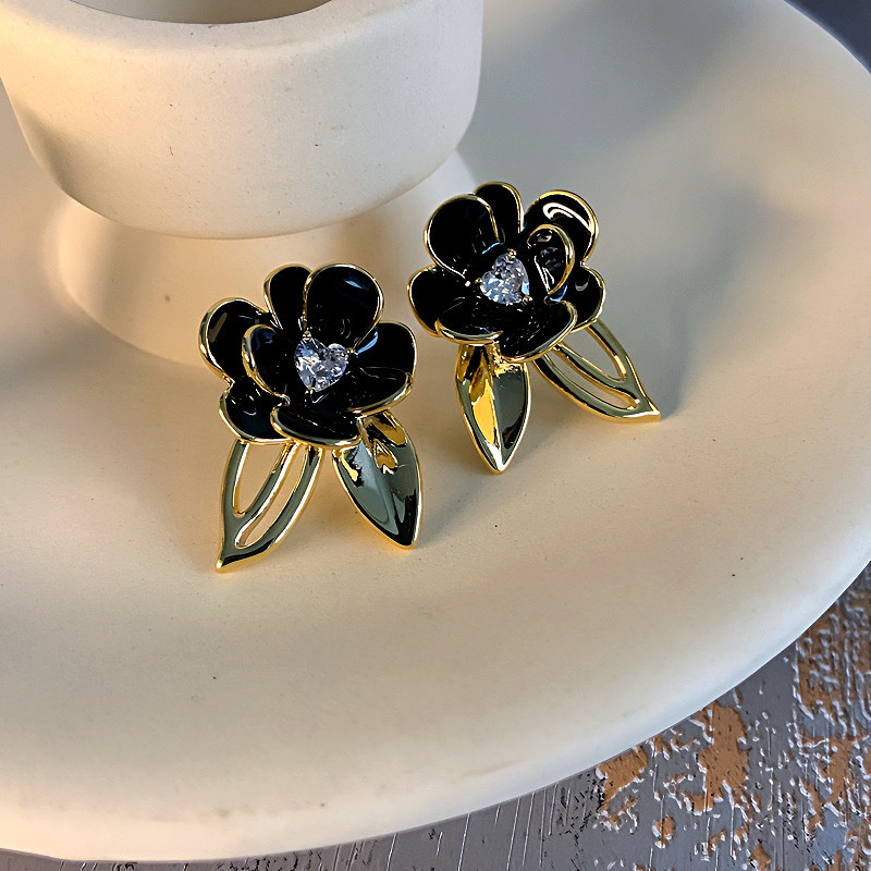 Pendientes De Flores De Diamantes De Cobre