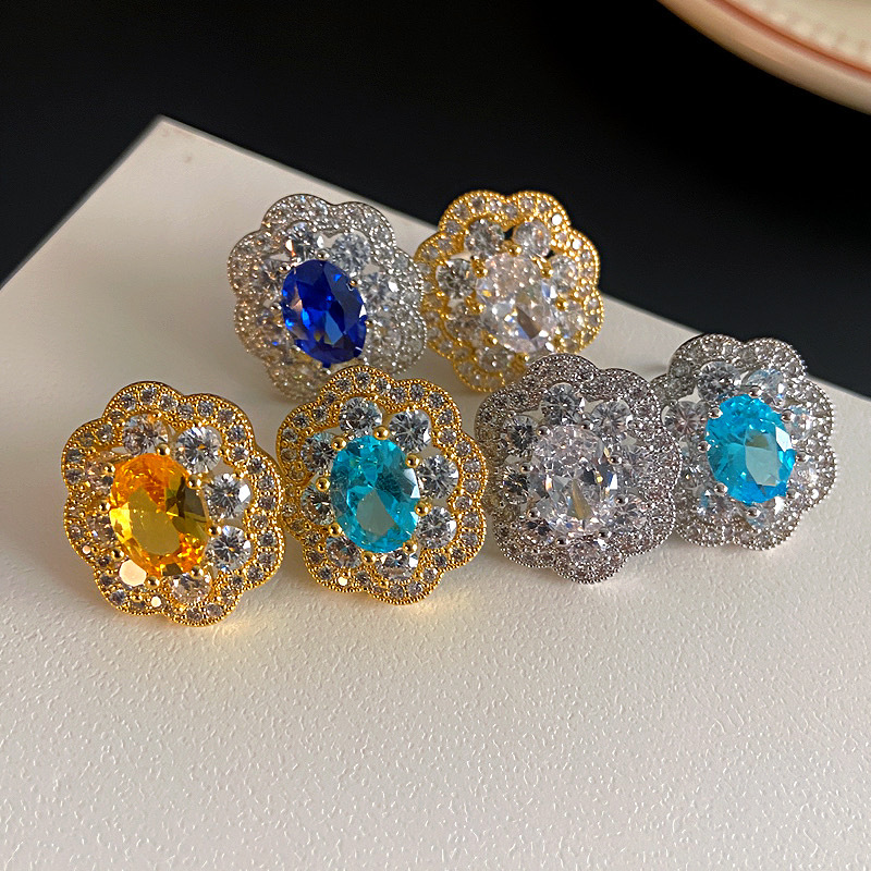 Pendientes De Flores De Diamantes De Cobre