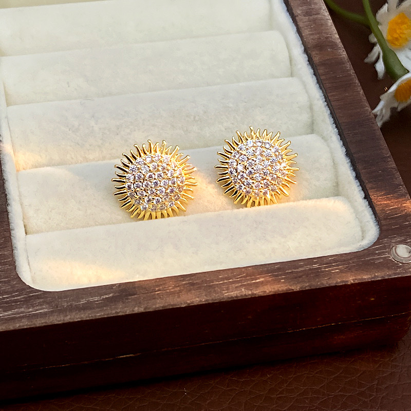 Pendientes De Girasol Con Diamantes De Cobre
