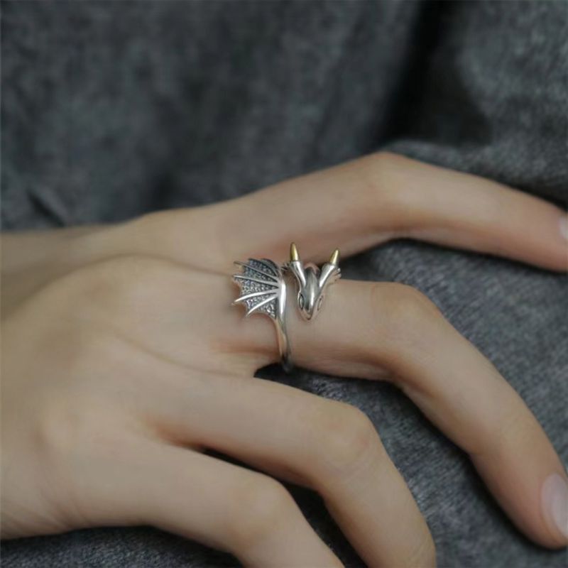 Anillo Abierto De Aleación Con Pequeño Dragón Volador