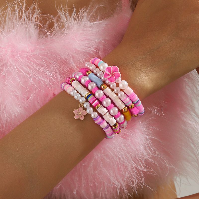 Conjunto De Pulseras De Perlas De Arcilla De Colores