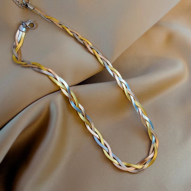Three Color Bracelet Titanium Steel Snake Bone Chain Wrap Bracelet