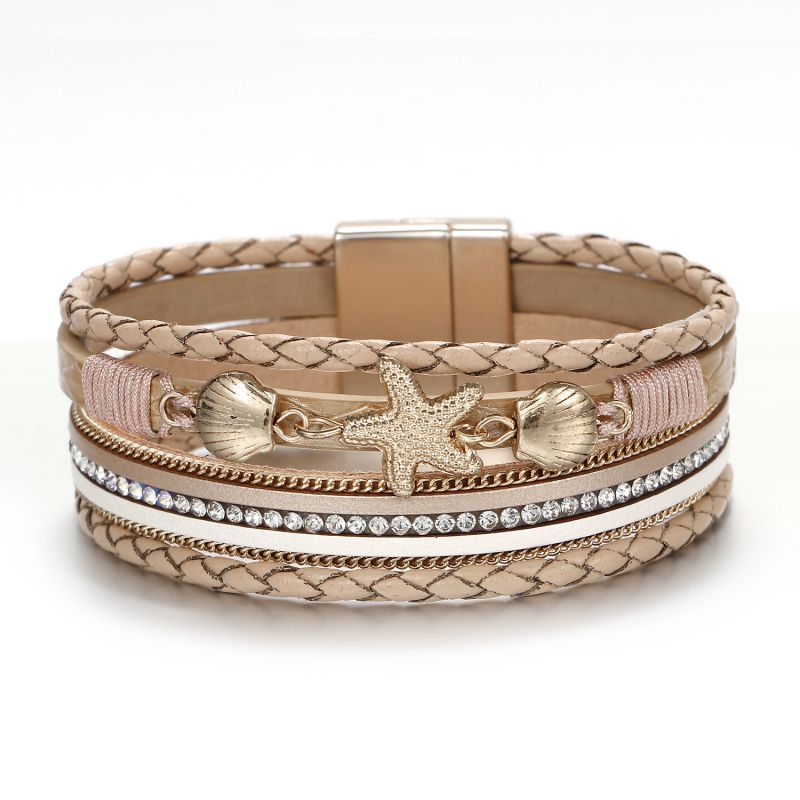 Pulsera Trenzada De Aleación Con Concha De Estrella De Mar