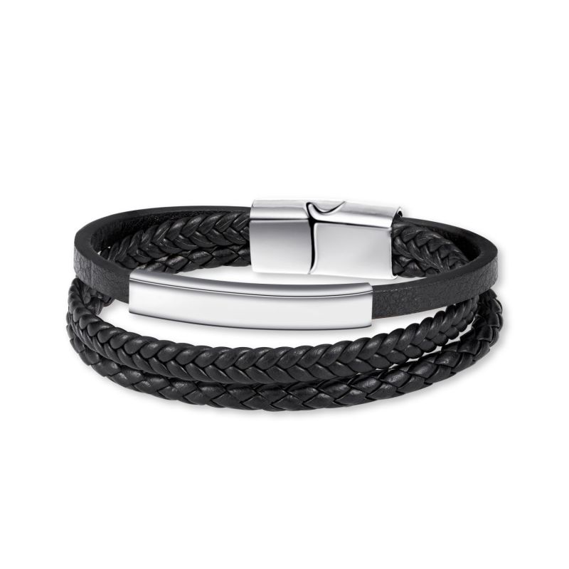 Pulsera De Cuero Trenzado Multicapa