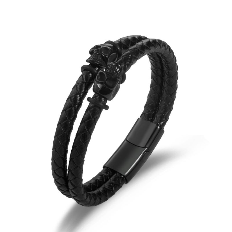Steel Stainless Steel Skull Men's Magnet Clasp Bracelet