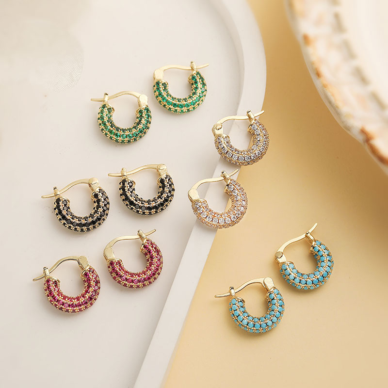 Pendientes Ovalados De Cobre Y Diamantes