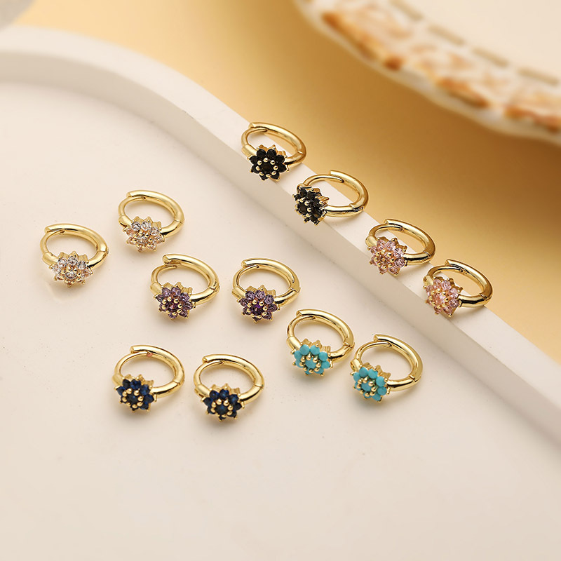 Pendientes De Flores De Diamantes De Cobre