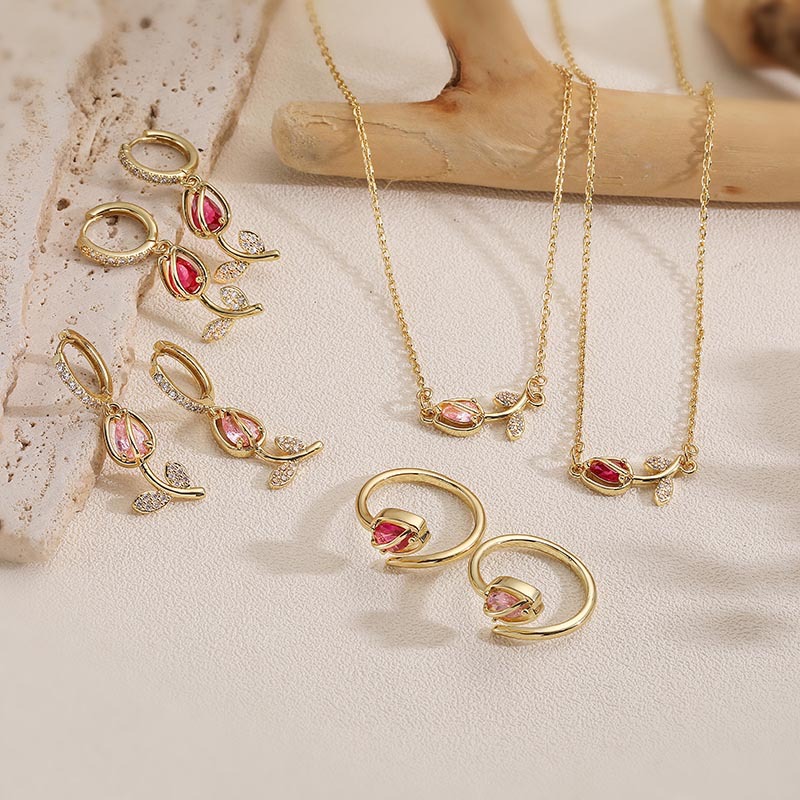 Pendientes De Aro Con Flor De Diamante De Cobre