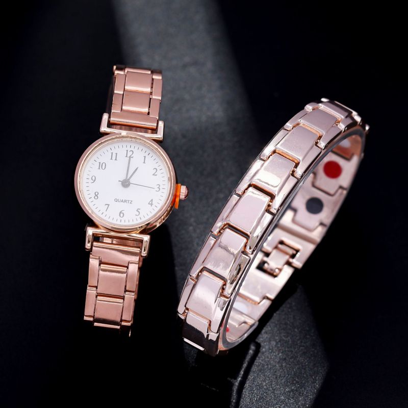 Two-piece Set Alloy Round Watch Geometric Men's Bracelet Set