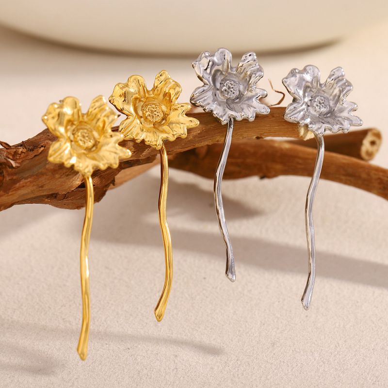 Pendientes De Flores De Acero Inoxidable