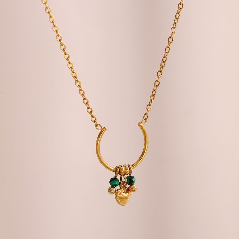 Collar Con Anillo De Corazón De Acero Inoxidable