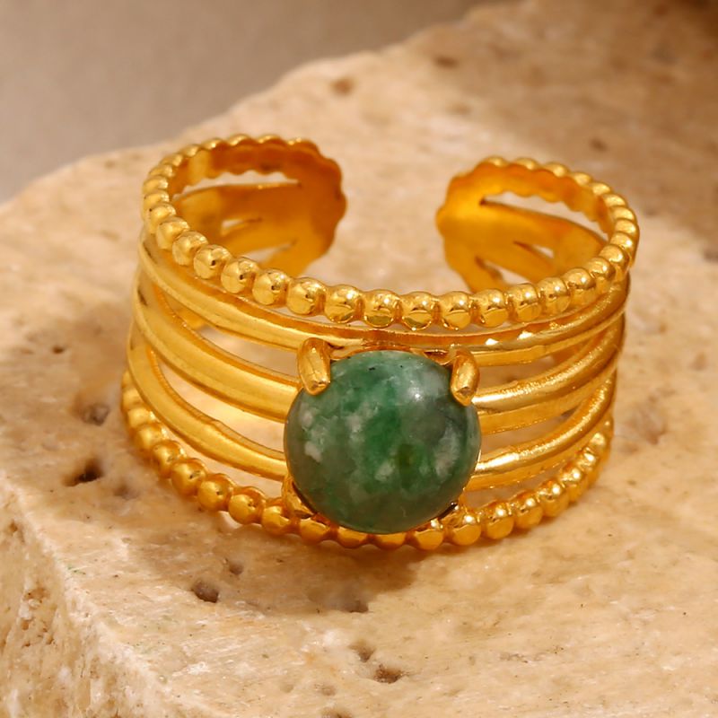 Anillo De Acero Inoxidable Con Diamantes Redondos