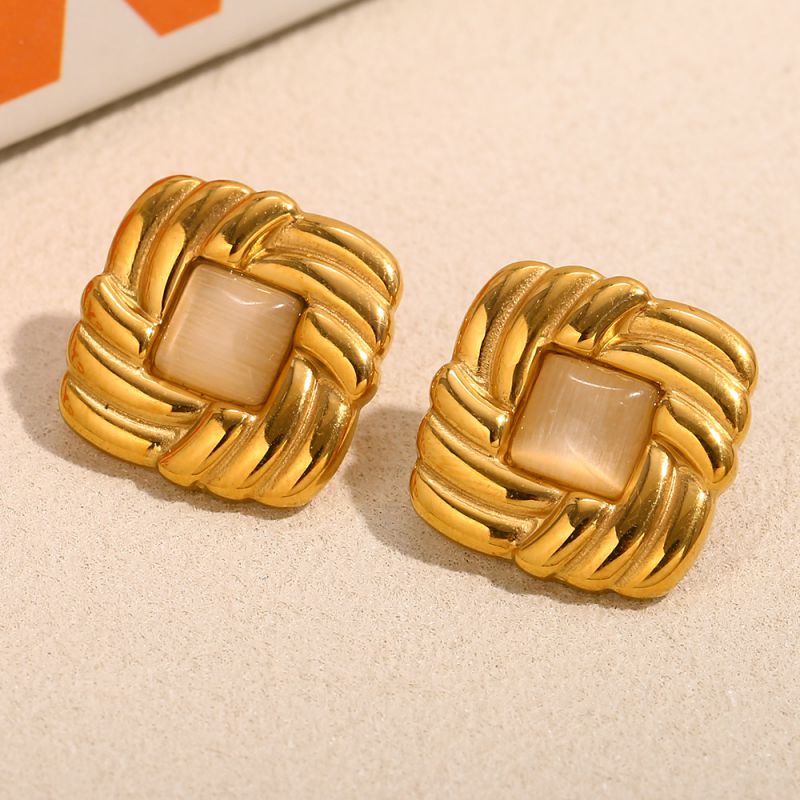 Pendientes Cuadrados De Acero Inoxidable