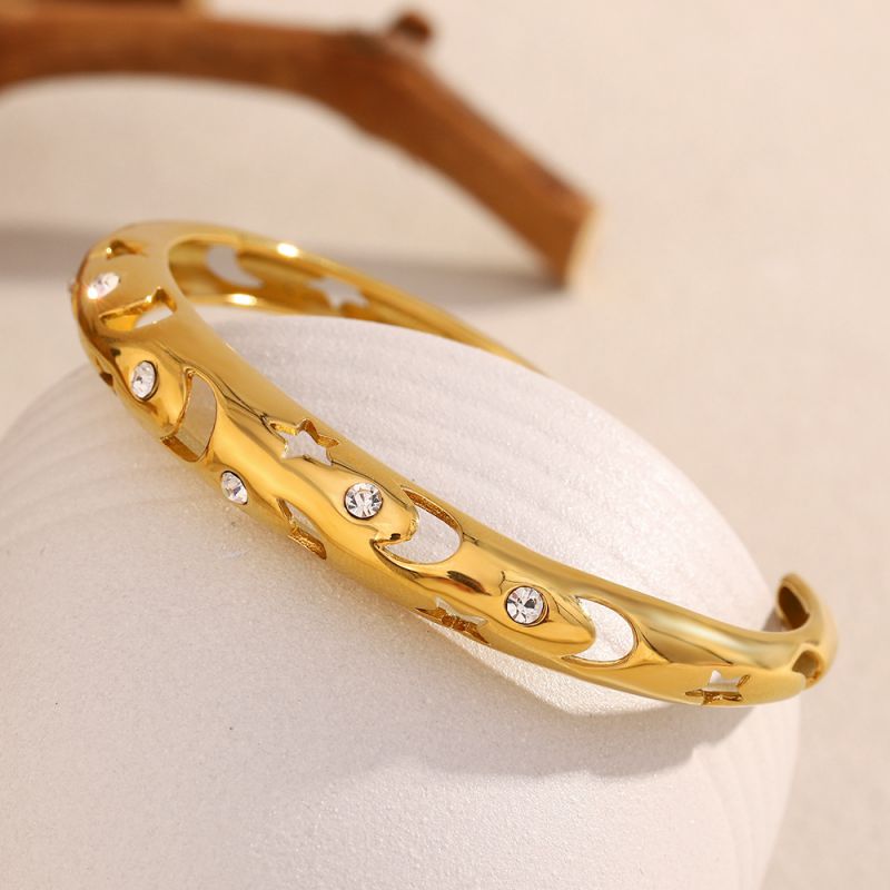 Pulsera De Acero Inoxidable Con Forma De Estrella Y Luna