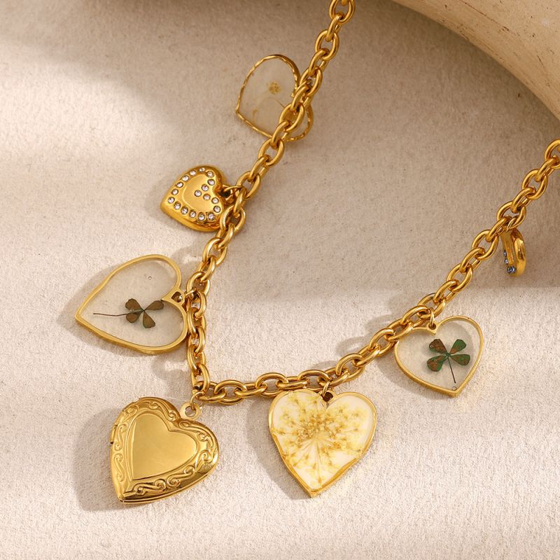 Collar De Corazón De Acero Inoxidable