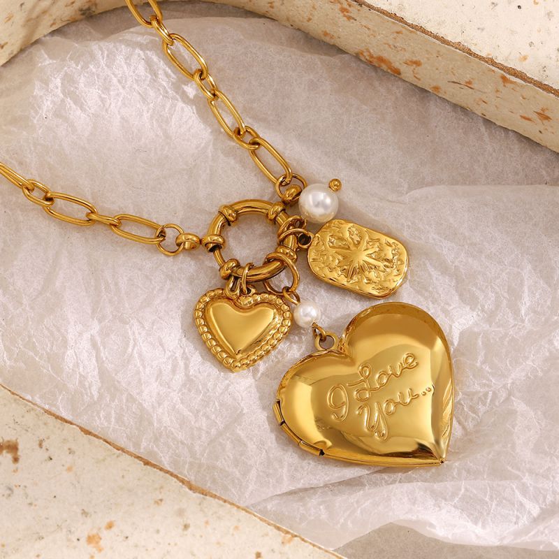 Collar Irregular Con Colgante De Corazón De Acero Inoxidable