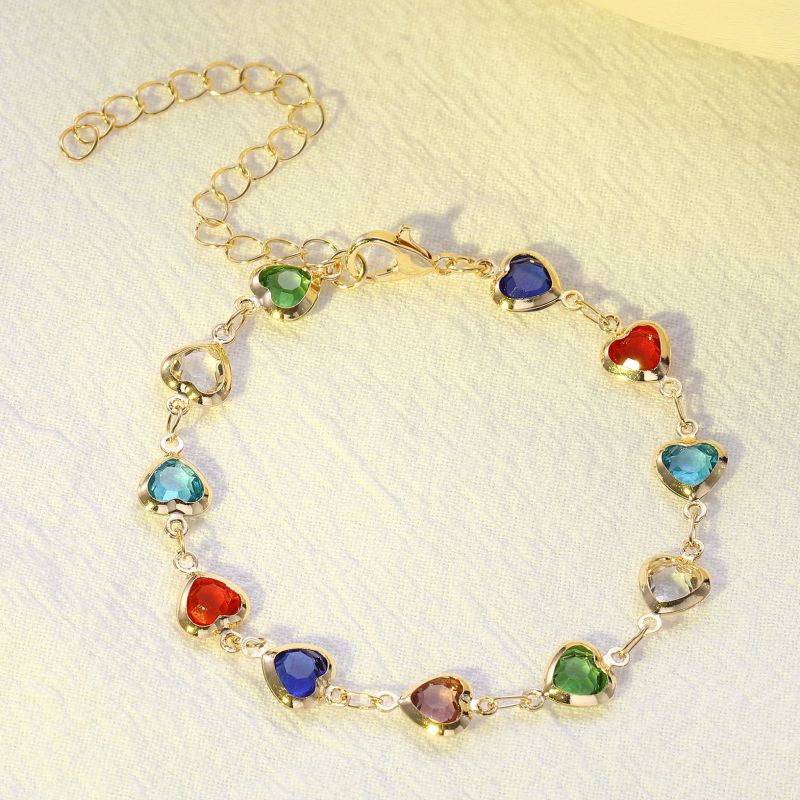 Pulsera De Aleación Con Corazón De Diamantes